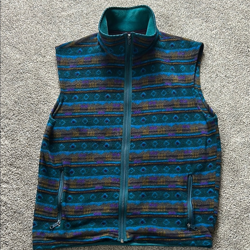 Vintage 90s L.L. Bean Aztec Fleece Vest - Mens XL